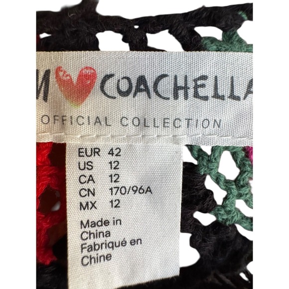 H&M Coachella Collection Black Crotched See Through Mini Dress 100% Cotton Sz 12 - Picture 12 of 16